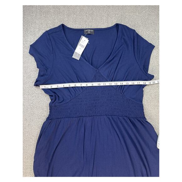 NWT Loft Dress Short Sleeve Mini Casual Pockets Smocked Waist Navy Blue 14 / 16 - Picture 5 of 6